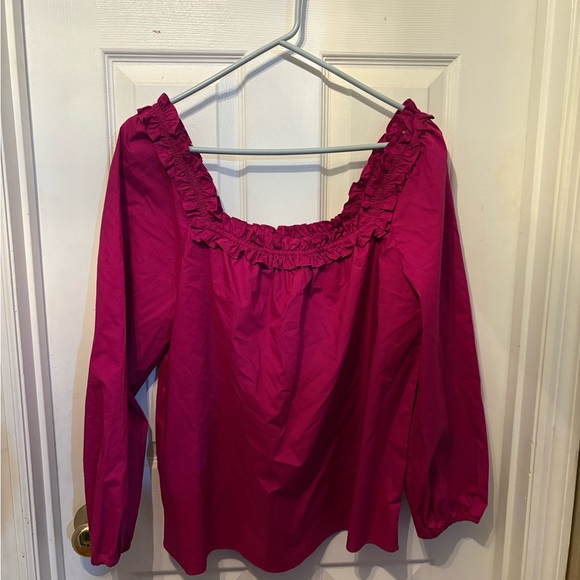 J. Crew‎ Pink Ruffled 3/4 Sleeve Blouse - Picture 1 of 3